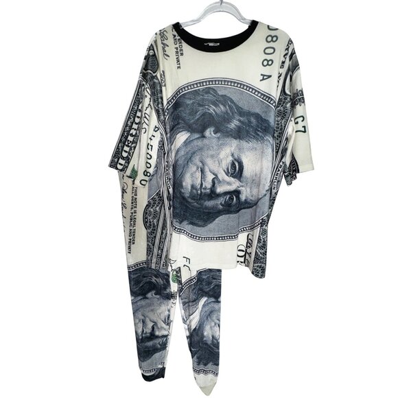 Money-Print Fashion Nova Velour Luxury Two-Piece Set Sweat Suit Size XL Cool Hot - Picture 1 of 8